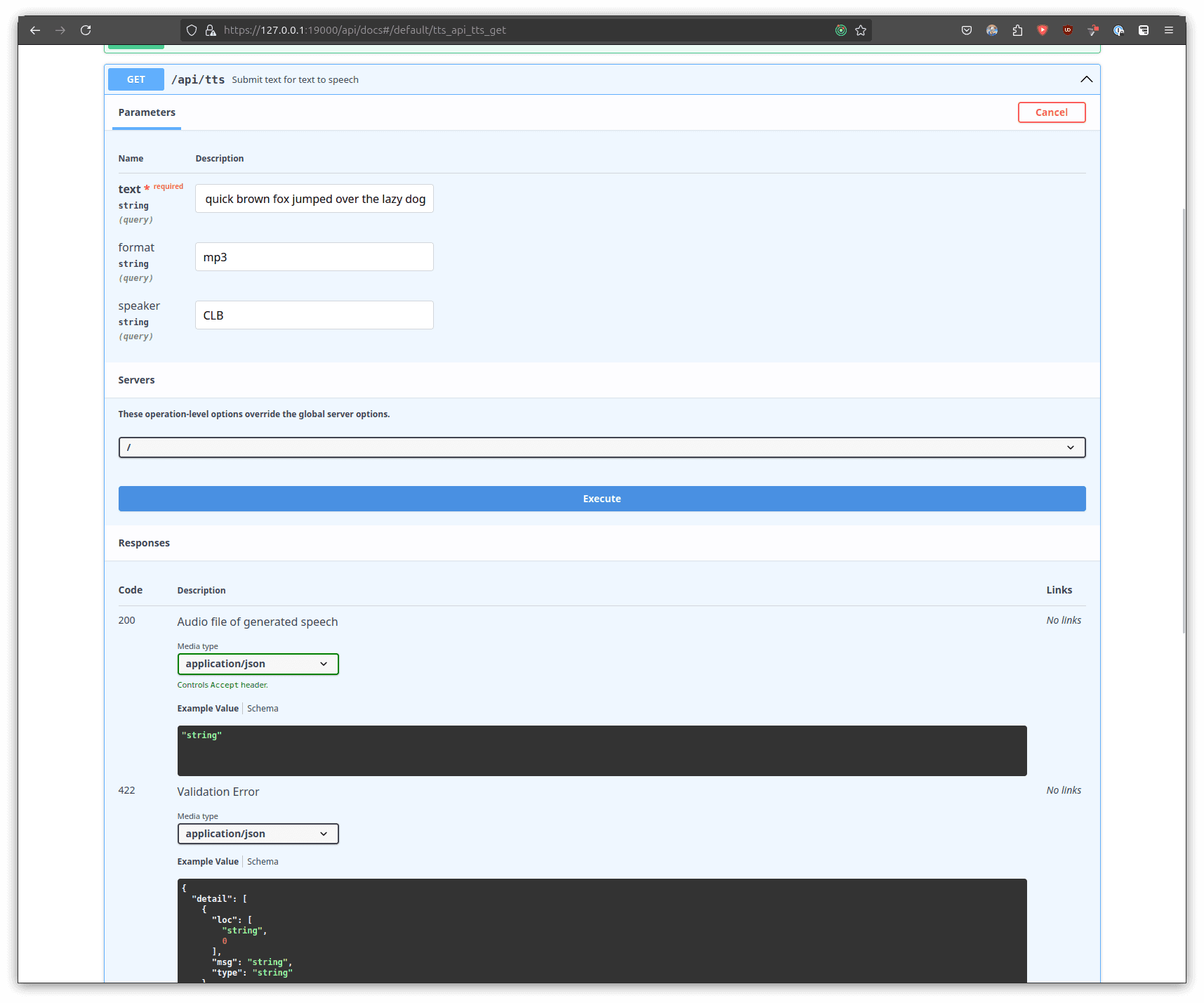 Willow Inference Server API TTS Params Filled